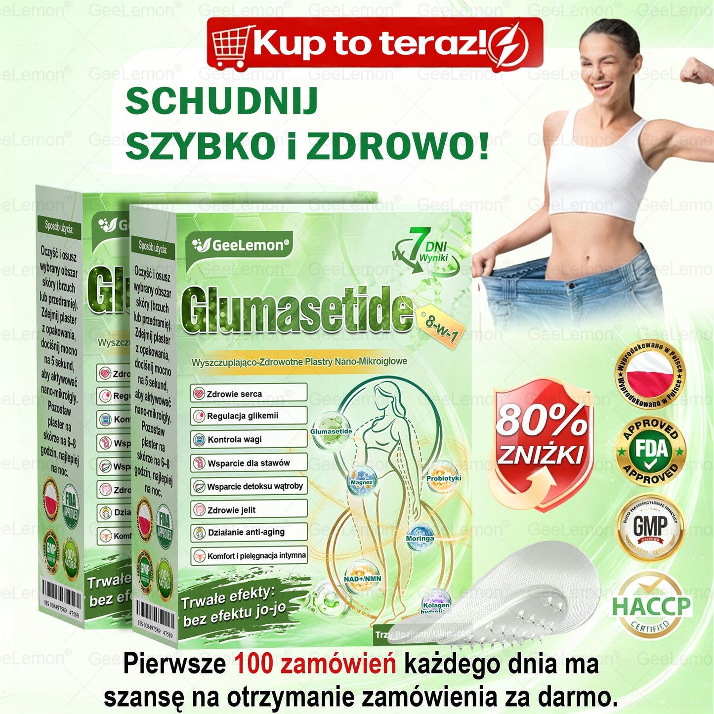 ✨Oficjalny Sklep | 👩‍⚕️🎁 𝐆𝐞𝑒𝐿𝑒𝐦𝐨𝐧® 𝐆𝐥𝐮𝐦ase𝐭𝐢𝐝𝐞 𝟖 𝐰 𝟏 Smukły i Zdrowy Nano Plaster z Mikronakłuciami 🇵🇱(Tylko raz dziennie, widoczne zmiany już w 7 dni)✅ Na otyłość, 🅛🅞🅞🅢🅔 🅢🅚🅘🅝 wiotką skórę, cukrzycę, bezdech senny, problemy ze stawami i wiele więcej